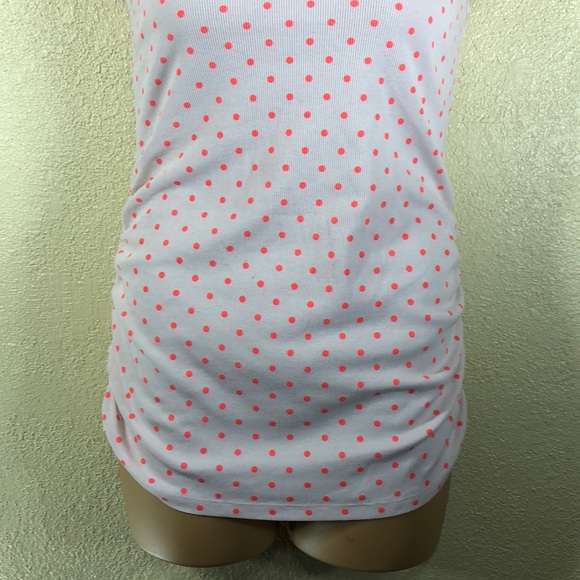 Old Navy Maternity Tank Top Pink w/Polka Dots L Stretchy Pullover Cotton Poly - Picture 2 of 8